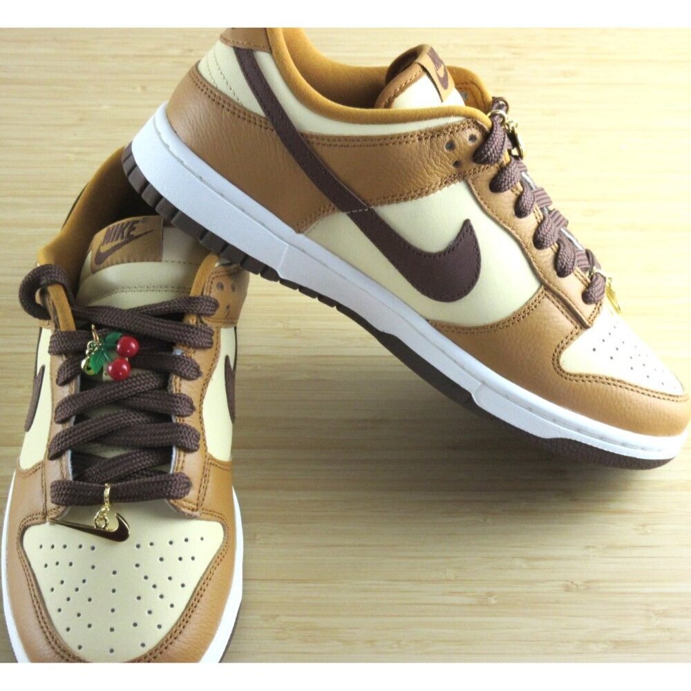 Women's Nike Dunk Low SE Leather Shoes Desert Ochre Vanilla Brown Sizes NIB - Picture 4 of 7